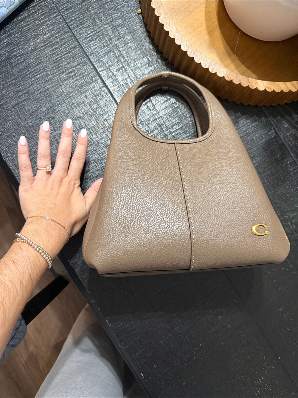 Coach Taupe Mini Top-Handle Bag with Gold Accent - Picture 5 of 5